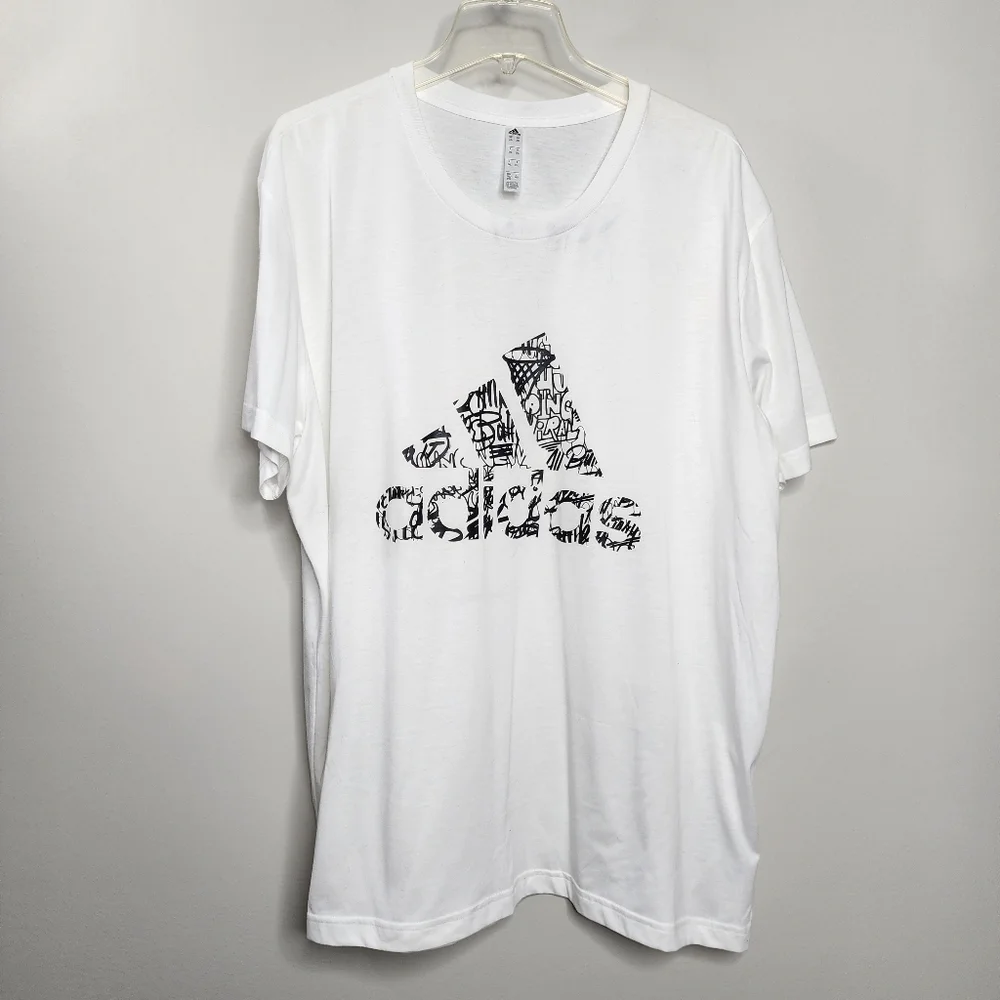 Adidas Graffiti Logo‎ Climalite White Tshirt Mens 2xl